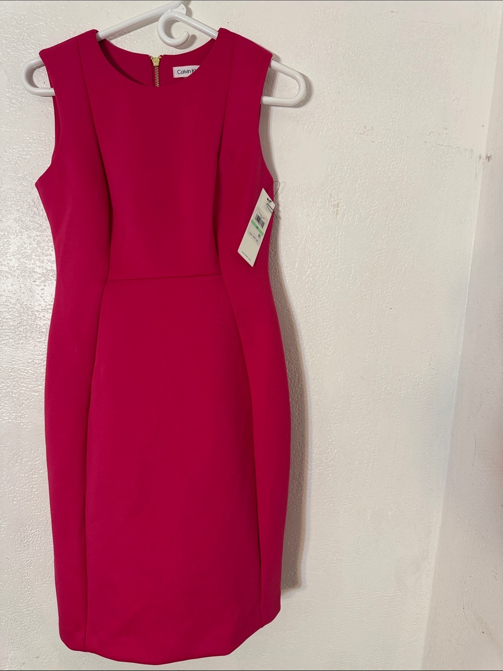 Calvin Klein Hot Pink Sleeveless Midi Sheath Dress